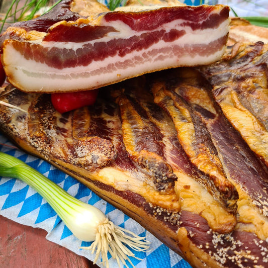 ca. 300gr. Speck kroatischer Art, über Buchenholz geräuchert (hausgemacht)